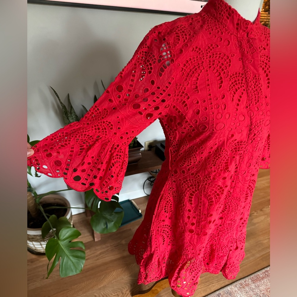 FARM Rio Red Lace Mini Dress - Picture 6 of 6